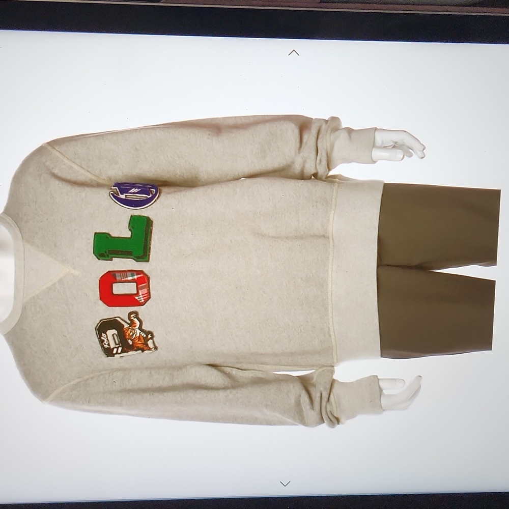 NEW Men's Polo Ralph Lauren Grey Crewneck Sweatshirt w/Multicolor Logo In sz XL - Picture 6 of 8